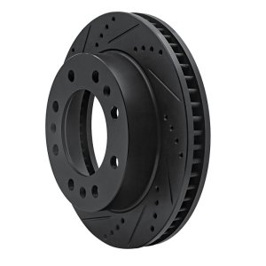 Cadillac DTS Brake Rotor (1) - Front Left - R1 Concepts - Drilled & Slotted - Black - `06-`11